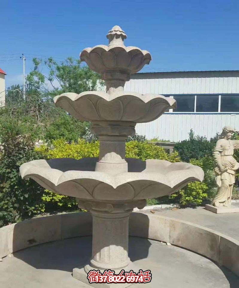 多層噴泉雕塑，裝點(diǎn)工廠區(qū)