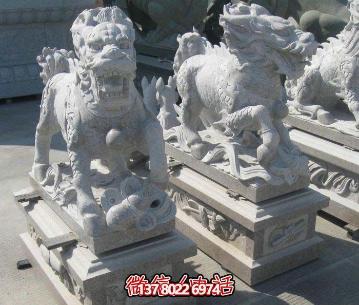 精美大理石石雕麒麟雕塑，一件精致的家居裝點品