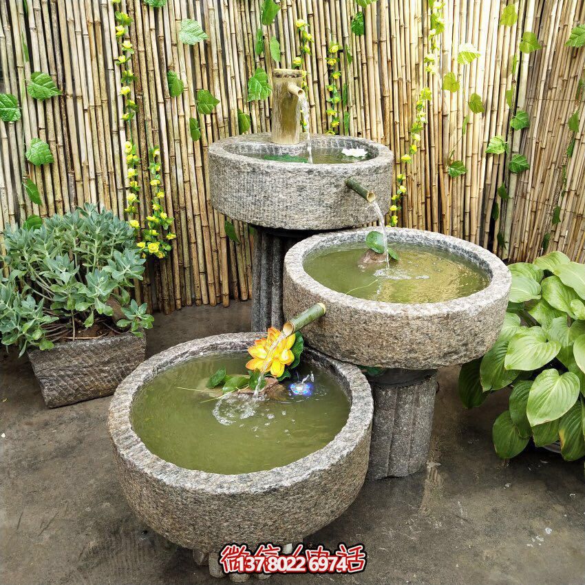 戶外石磨流水景觀擺件，讓你的庭院變得更加美輪美奐