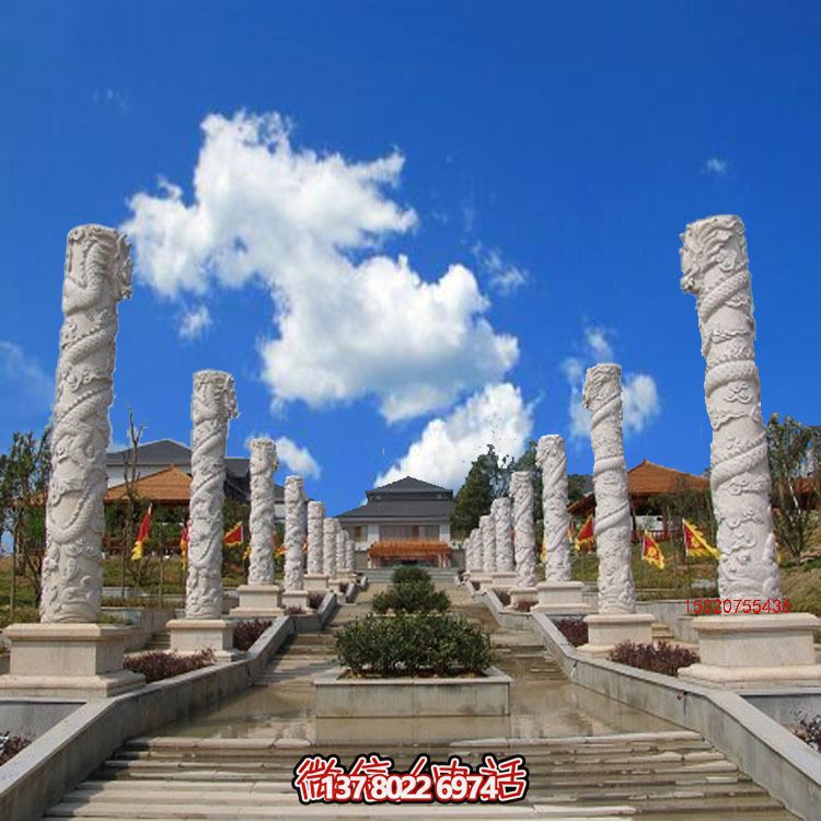 漢白玉龍柱石雕，傳承中華園林文化精髓