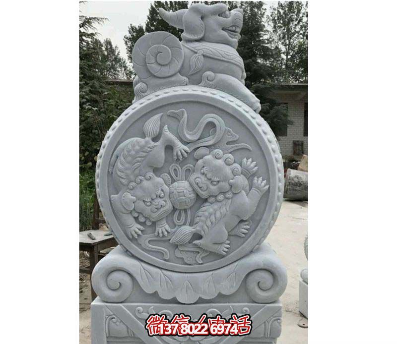 精美大理石抱鼓石雕塑，點綴園林景觀