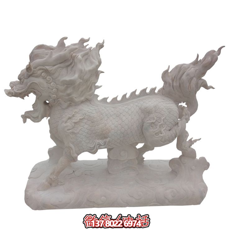 傳承漢白玉石雕麒麟雕塑，美化景區戶外環境