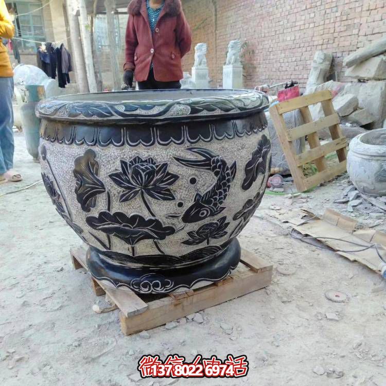 天然石頭缸，仿古雕刻，裝點家園