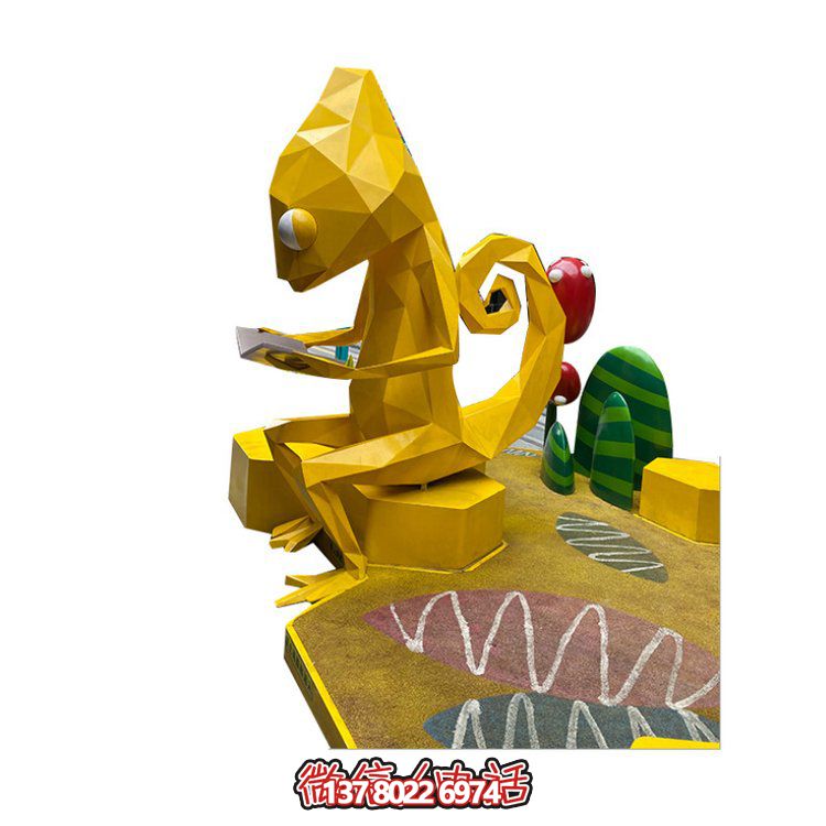 玻璃鋼卡通人物雕塑，為兒童樂園擺放的看書椅