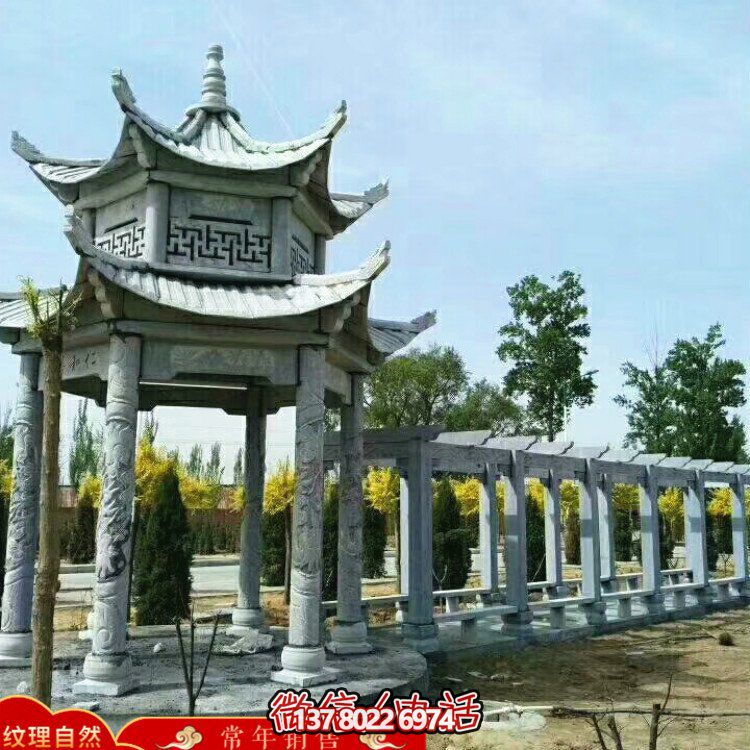 甄選優(yōu)質(zhì)大理石雙層涼亭，精美絕倫的雕塑美景