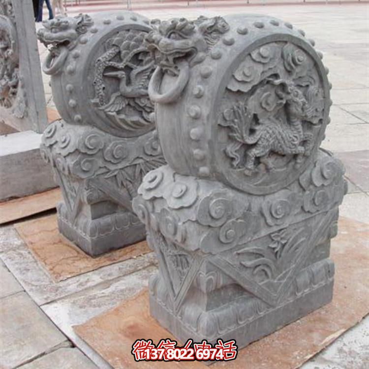 仿古做舊工藝青石浮雕麒麟園林抱鼓石門(mén)墩雕塑