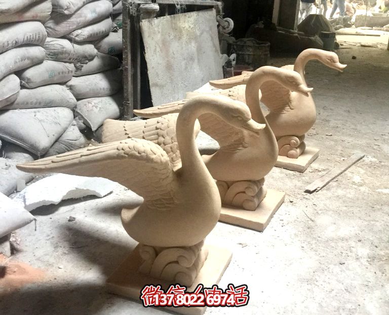 景區漢白玉創意展翅天鵝雕塑 景區漢白玉創意展翅天鵝雕塑