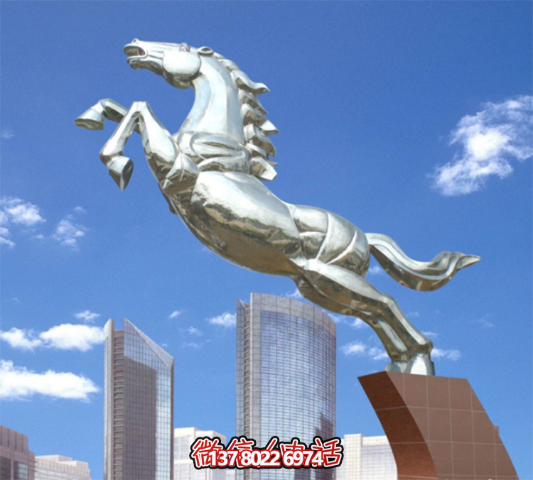 不銹鋼馬兒雕塑，鏡面騰空的馬兒雕塑，企業(yè)精神標(biāo)識(shí)標(biāo)志