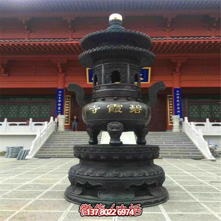 青銅古代創(chuàng)意寺廟香爐雕塑 青銅古代創(chuàng)意寺廟香爐雕塑