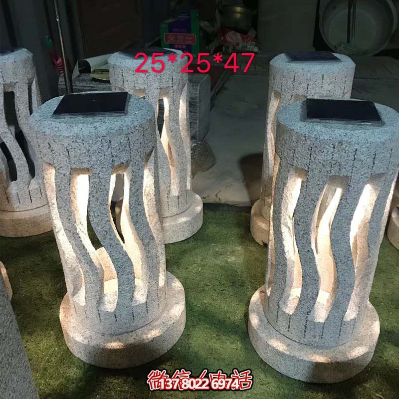 太陽能石燈籠現代簡約廣場大理石擺件草坪燈一對 太陽能石燈籠現代簡約廣場大理石擺件草坪燈一對