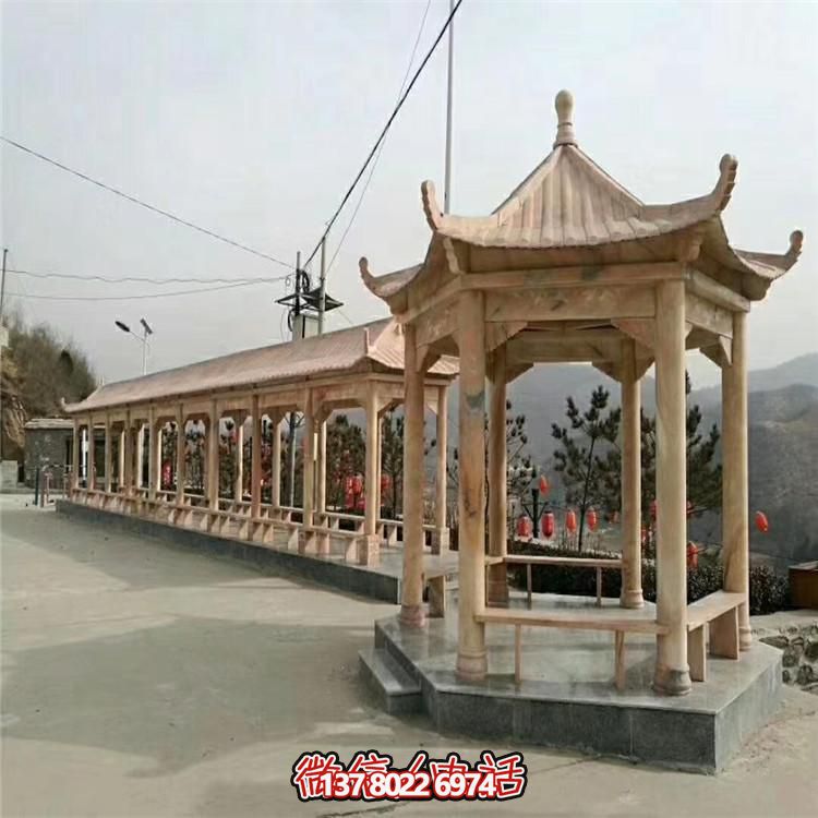 景區(qū)大型中式大理石晚霞紅石雕長(zhǎng)廊