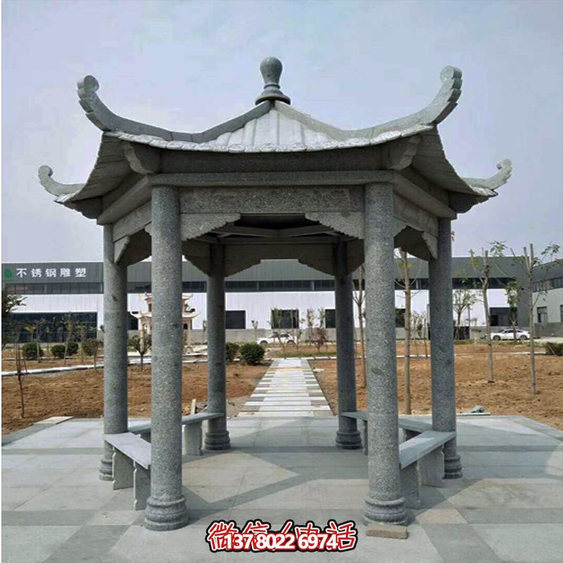 企業(yè)廣場擺放花崗巖青石六角涼亭休閑座椅雕塑 企業(yè)廣場擺放花崗巖青石六角涼亭休閑座椅雕塑