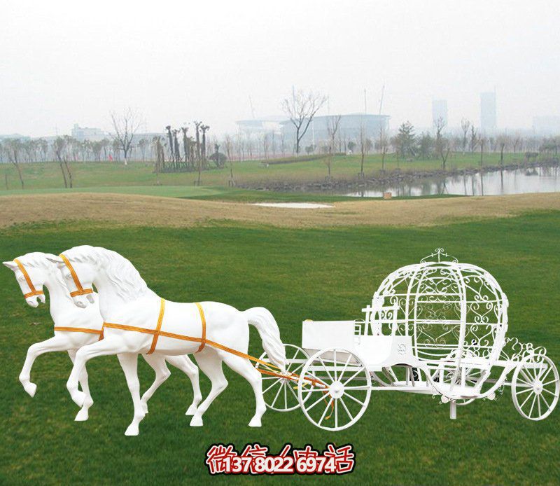 商業街園林漢白玉馬和鏤空不銹鋼馬車雕塑 商業街園林漢白玉馬和鏤空不銹鋼馬車雕塑