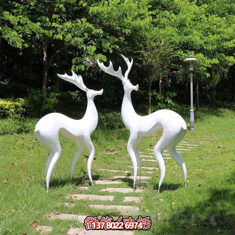 戶外廣場(chǎng)大型抽象藝術(shù)園林景觀梅花鹿雕塑