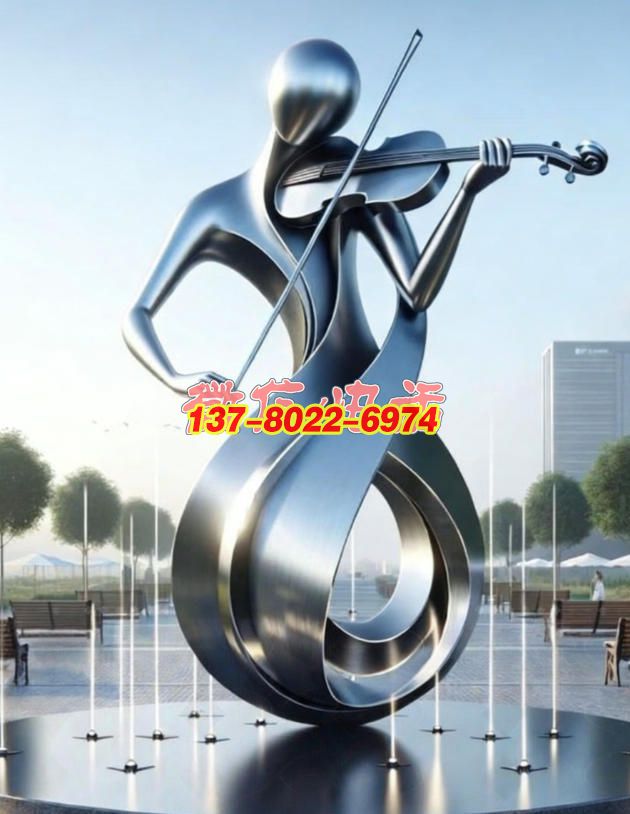 弦韻流轉?都市律動——抽象鏡面不銹鋼雕塑